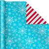 Hallmark Christmas Wrapping Paper Rolls – Green Trees, White Pine Cones on Recyclable Brown Kraft Gift Wrap Paper (Set of 2 Rolls: 150 sq. ft. ttl.) for Holiday Parties, Winter Weddings(Reversible Dots  Santa  Stripes  Snowflakes)