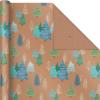 Hallmark Christmas Wrapping Paper Rolls – Minimalist Brown Kraft Trees, Antlers, Snowflakes Gift Wrap Paper (3 Rolls: 90 sq. ft. ttl.) for Holiday Parties, Hanukkah, Winter Weddings(Snowflakes  Blue and Green Foliage  Trees)