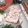 Hallmark Christmas Wrapping Paper Rolls, Holiday Plaid (3-Pack: 120 Sq. Ft. Ttl) Red Toile, Black Buffalo Check, Plaid for Christmas, Birthdays, Weddings, Crafts(Elegant Poinsettia  Merry Christmas  and Green Plaid)