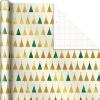 Hallmark Christmas Wrapping Paper Rolls, Holiday Plaid (3-Pack: 120 Sq. Ft. Ttl) Red Toile, Black Buffalo Check, Plaid for Christmas, Birthdays, Weddings, Crafts(Gold Trees  Emerald Green Plaid  Gold Geometric Snowflakes)