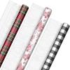 Hallmark Christmas Wrapping Paper Rolls, Holiday Plaid (3-Pack: 120 Sq. Ft. Ttl) Red Toile, Black Buffalo Check, Plaid for Christmas, Birthdays, Weddings, Crafts(Red Toile  Black Buffalo Check  Plaid)