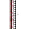 Hallmark Christmas Wrapping Paper Rolls, Holiday Plaid (3-Pack: 120 Sq. Ft. Ttl) Red Toile, Black Buffalo Check, Plaid for Christmas, Birthdays, Weddings, Crafts(Red Toile  Black Buffalo Check  Plaid)