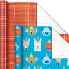Hallmark Colorful Wrapping Paper Bundle with Cutlines on Reverse (6 Rolls: 110 Square Feet Total) Llamas, Zebras, Cupcakes, Holographic Stripes, Polka Dots for Birthdays, Kids Parties, Back to School(Cats and Dogs  Stripes  Cupcakes  Grid  Polka Dots)