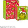 Hallmark Dr. Seuss Grinch Christmas Gift Bag Bundle for Kids (4 Bags: 2 Medium 9″, 2 Large 13″) Cindy Lou Who, Max the Dog, Red and Green Snowflakes(Grinch)