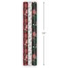 Hallmark Elegant Christmas Wrapping Paper Rolls (3 Rolls: 120 Sq. Ft. Total) Red Joy on White, Santa Claus and Happy Holidays on Red, Painted Poinsettia on Hunter Green(Elegant Christmas)