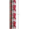Hallmark Foil Wrapping Paper with Cut Lines on Reverse (3 Rolls: 60 Sq. Ft. Ttl) Rose Gold, Silver Trees, Gold Snowflakes for Winter Weddings, Graduations, Valentine’s Day(Red Plaid  Silver Snowflakes  Snowman)