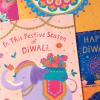 Hallmark Golden Thread Diwali Card Assortment (16 Cards with Envelopes)
