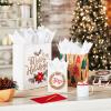 Hallmark Holiday Gift Bags (8 Bags: 3 Small 6″, 3 Medium 9″, 2 Large 13″) Recyclable Kraft with Pink Trees, Merry Holidays Winter Flowers, Joy Wreath for Christmas, Hanukkah, Weddings