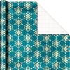 Hallmark Holographic Holiday Wrapping Paper with Cut Lines on Reverse (3 Rolls: 80 sq. ft. ttl) Winter Glow: Navy Blue, Gold, Holographic Snowflakes