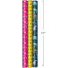 Hallmark Kids Birthday Wrapping Paper (3 Rolls: 75 sq. ft. ttl) Rainbows, Hearts, Flowers on Bright Pink, T-Rex, Dinosaurs, Jungle on Navy Blue, Green, Red, Orange “Happy Birthday” on Yellow(Rainbows  Dinosaurs  “Happy Birthday”)