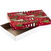 Hallmark Medium Christmas Gift Boxes with Lids (12 Shirt Boxes, 3 Designs: Blue, Green, Red Plaid, Black Buffalo Check) for Christmas, Hanukkah, Birthdays, Father’s Day(Christmas Trees  Stripes  Snowman  Holly)