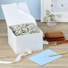 Hallmark Medium Gift Box with Lid and Shredded Paper Fill (Grey White 7 inch Box) for Weddings, Bridal Showers, Graduations, Birthdays, Bridesmaids Gifts, All Occasion(White)