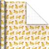 Hallmark Modern Wrapping Paper Rolls for Birthday, Graduation, Christmas, Gift Wrap Paper (Set of 3 Reversible Rolls: 75 sq. ft. ttl.) Black, White, Blue, Orange, Yellow & Green for All Occasions(Cheetahs in Sunglasses  Paw Prints  Stripes)