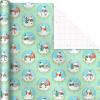 Hallmark Pink Christmas Wrapping Paper with Cut Lines on Reverse (3 Rolls: 120 sq. ft. ttl) Pink, Mint, Gold, Reindeer, Christmas Trees, Snowflakes(Storybook Critters  Snowmen  Green and Blue Plaid)