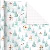 Hallmark Pink Christmas Wrapping Paper with Cut Lines on Reverse (3 Rolls: 120 sq. ft. ttl) Pink, Mint, Gold, Reindeer, Christmas Trees, Snowflakes(Storybook Critters  Snowmen  Green and Blue Plaid)