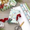 Hallmark Pink Christmas Wrapping Paper with Cut Lines on Reverse (3 Rolls: 120 sq. ft. ttl) Pink, Mint, Gold, Reindeer, Christmas Trees, Snowflakes(Storybook Critters  Snowmen  Green and Blue Plaid)