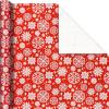 Hallmark Pink Christmas Wrapping Paper with Cut Lines on Reverse (3 Rolls: 120 sq. ft. ttl) Pink, Mint, Gold, Reindeer, Christmas Trees, Snowflakes(Winter City Scene  Rustic Snowflakes on Red  Nutcrackers with Foliage)