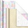 Hallmark Pretty Wrapping Paper with Cutlines on Reverse (6 Rolls: 180 Square Feet Total) Flowers, Butterflies, Stripes, Dots for Birthdays, Mother’s Day, Valentine’s Day(Pastel Marble  Dots  Confetti  Balloons)