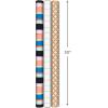 Hallmark Recyclable Kraft Wrapping Paper with Cutlines on Reverse (3 Rolls: 60 Sq. Ft. Ttl) Bold Stripes, Black and White Windowpane Plaid for Birthdays, Baby Showers, Graduations, Holidays(Kraft Colorful Stripes  Grid  Plus)