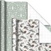 Hallmark Recyclable Neutral Christmas Wrapping Paper (4 Rolls: 100 Sq. Ft. Ttl) White and Sage Green Evergreen Pinecones, Rustic Snowmen, Plaid, Nordic Deer and Foliage(White and Sage Green Evergreen Pinecones  Rustic Snowmen  Plaid  Nordic Deer and Foliage)