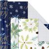 Hallmark Recyclable Neutral Christmas Wrapping Paper (4 Rolls: 100 Sq. Ft. Ttl) White and Sage Green Evergreen Pinecones, Rustic Snowmen, Plaid, Nordic Deer and Foliage(Peace and Joy  Deer  Pinecones  Snowflakes  Blue  Gold)