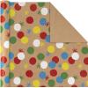 Hallmark Recycled Wrapping Paper with Cutlines on Reverse (3 Rolls: 60 Sq. Ft. Ttl) Modern Florals, Abstract Leaves, for Birthdays, Bridal Showers, Easter(Kraft Colorful Dots  Stripes  Balloons)