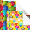 Hallmark Recycled Wrapping Paper with Cutlines on Reverse (3 Rolls: 60 Sq. Ft. Ttl) Red, Blue, Green, Gold Stripes, Candles, “Happy Birthday” for Kids and Adults(Stars  Stripes  Balloons)