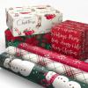 Hallmark Recycled and Recyclable Christmas Wrapping Paper Rolls with Cutlines on Reverse (6 Rolls: 150 Sq. Ft. Total) Deer, Mittens, Citrus with Pinecones, Red and Green Quilt(Snowman  Plaid  Santa’s Sleigh  Snowflakes  Poinsettia)