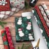 Hallmark Recycled and Recyclable Christmas Wrapping Paper Rolls with Cutlines on Reverse (6 Rolls: 150 Sq. Ft. Total) Deer, Mittens, Citrus with Pinecones, Red and Green Quilt(Snowman  Plaid  Santa’s Sleigh  Snowflakes  Poinsettia)