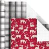 Hallmark Recycled and Recyclable Christmas Wrapping Paper Rolls with Cutlines on Reverse (6 Rolls: 150 Sq. Ft. Total) Deer, Mittens, Citrus with Pinecones, Red and Green Quilt(Plaid  Reindeer  Quilted Star  Citrus  Stockings  Joy)