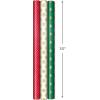 Hallmark Red, Green, Gold Christmas Wrapping Paper Set (90 sq. ft. ttl, 10 Bows, 4 Ribbon Colors, 40 Gift Tag Stickers) Stripes, Snowflakes, Trees(Red  Green and Gold)