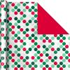 Hallmark Reversible Christmas Wrapping Paper (3 Rolls: 120 sq. ft. ttl) Merry Holidays, Snowflakes, Snowmen, Red Stripes(Retro Ornaments  Stripes  Polka Dots  Snowmen  Solid Red and Green)