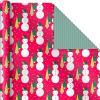 Hallmark Reversible Christmas Wrapping Paper (3 Rolls: 120 sq. ft. ttl) Merry Holidays, Snowflakes, Snowmen, Red Stripes(Retro Ornaments  Stripes  Polka Dots  Snowmen  Solid Red and Green)