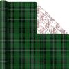Hallmark Reversible Christmas Wrapping Paper (3 Rolls: 120 sq. ft. ttl) Vintage Santa, Snowmen, Traditional Green, Red and White Plaids(Vintage Santa  Snowmen  Traditional Green  Red and White Plaids)