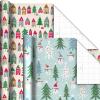 Hallmark Reversible Christmas Wrapping Paper Rolls for Kids (6 Rolls: 150 Sq. Ft. Total) Cookies, Donuts, Mittens, Penguins, Dinosaurs(Cute Christmas)