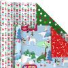 Hallmark Reversible Christmas Wrapping Paper Rolls for Kids (6 Rolls: 150 Sq. Ft. Total) Cookies, Donuts, Mittens, Penguins, Dinosaurs(Reversible Christmas)
