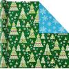 Hallmark Reversible Quad Pack Wrapping Paper (Santa & Trees, 4 Gift Wrap Rolls)(Santa and Trees)