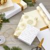 Hallmark Reversible White and Gold Wrapping Paper – Bulk (2 Jumbo Rolls: 160 sq. ft. ttl) Share the Joy, Cheer, Merry, Love, Stripes, Dots, Snowflakes for Christmas Hanukkah, Weddings, Graduations