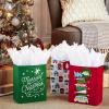 Hallmark Rustic Christmas Gift Bag Assortment (8 Bags: 3 Small 6″, 3 Medium 9″, 2 Large 13″) Gray, White and Red, Farmhouse, Snowman, Snowflakes, Merry and Bright Wreath(Multicolor)