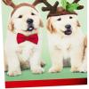 Hallmark Shoebox Funny Christmas Cards Pack, Dogs and Cats (6 Holiday Cards with Envelopes)(Puppies in Santa Hats  Pack of Money Holders)