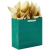 Hallmark Signature 10″ Square Christmas Gift Bag with Tissue Paper (Emerald Green with Poinsettias, Gold Merry Christmas) for Wife, Girlfriend, Mother, Daughter, Grandma, Teacher, Boss, Coworker(Emerald Green with Poinsettias)
