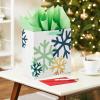 Hallmark Signature 12″ Extra Large Square Christmas Gift Bag with Tissue Paper (Red Plaid with Bow and Jingle Bell)(Navy  Gold  Mint Snowflakes)
