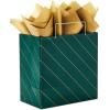 Hallmark Signature 7″ Medium Christmas Gift Bag with Tissue Paper (Hunter Green and Gold Tree, Happy Holidays) with Foil, Glitter, Metal Handle(Green and Gold)