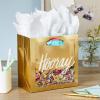 Hallmark Signature 7″ Medium Gift Bag with Tissue Paper (Hooray; Gold with Pink, Teal, Purple Confetti) for Bridal Showers, Graduations, Retirements and More
