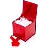 Hallmark Small Gift Box with Bow and Shredded Paper Filll (Navy Blue Signature 4 inch Gift Box with Glitter) for Birthdays, Graduations, Anniversaries, Father’s Day, Christmas, Valentine’s Day, All Occasion(Red Glitter)