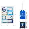 Hallmark Tree of Life Hanukkah Gift Tags with Ribbon, Sticker Seals, and Mini Notecards (Star of David, Menorah, Dreidel, Blue, Gold, Orange) for Gift Bags and Wrapped Presents