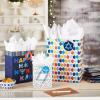 Hallmark Tree of Life Hanukkah Wrapping Paper with Cutlines on Reverse (3 Rolls: 120 Sq. Ft. Total) Blue and Gold Star of David, Menorahs, Candles, Dreidels(1 Count (Pack of 8))
