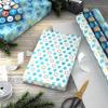 Hallmark Tree of Life Hanukkah Wrapping Paper with Cutlines on Reverse (3 Rolls: 120 Sq. Ft. Total) Blue and Gold Star of David, Menorahs, Candles, Dreidels(1 roll (Pack of 3))