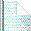 Hallmark Tree of Life Hanukkah Wrapping Paper with Cutlines on Reverse (3 Rolls: 120 Sq. Ft. Total) Blue and Gold Star of David, Menorahs, Candles, Dreidels(1 roll (Pack of 3))