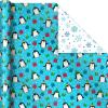 Hallmark Trendy Reversible Christmas Wrapping Paper for Kids (3 Rolls: 120 sq. ft. ttl) Dinosaurs, Koalas, Polar Bears, Penguins, Camels, Zebras, Stripes(Penguins  Santa  Trees  Stripes  Snowflakes  “Merry Christmas”)